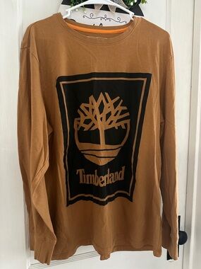 Timberland Tan Long Sleeve Shirt with Black Logo